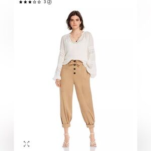 LINI Camel Buttoned Cuff Trousers